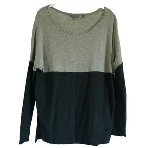 Vince Tan Black Color Block Sweater 100% Cotton Scoop Neck Drop Shoulder Stretch